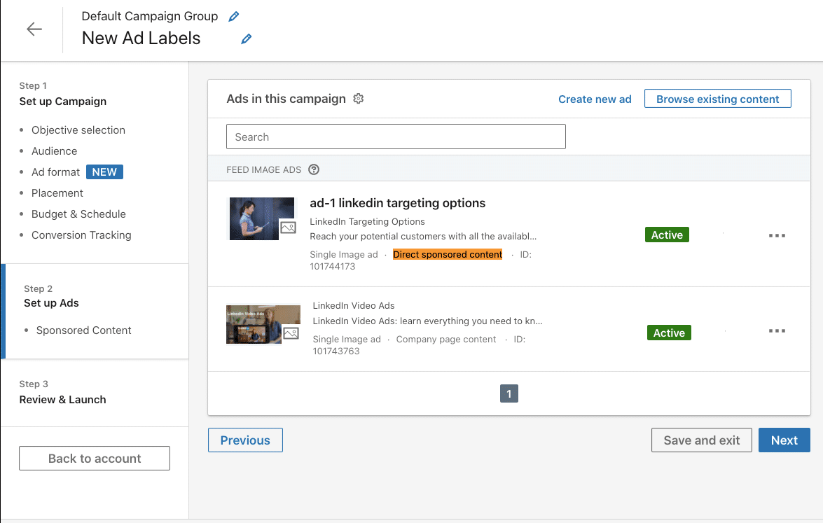 New Ad Labels on LinkedIn Campaign Manager