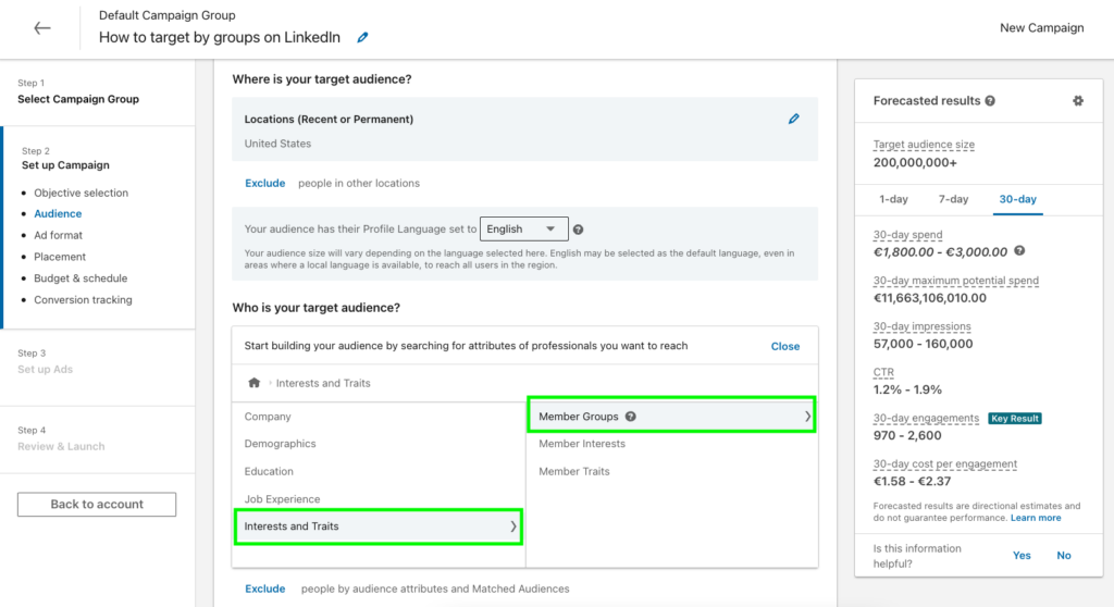 How to target by groups on LinkedIn