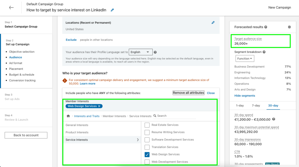 How to target by service interest on LinkedIn